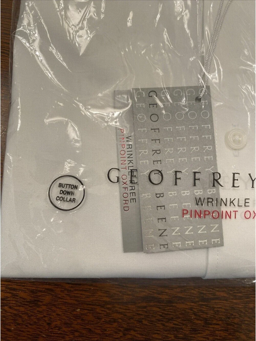 New Geoffrey Beene Men’s Shirt 16.5-34/35 White Pinpoint Oxford Wrinkle Free